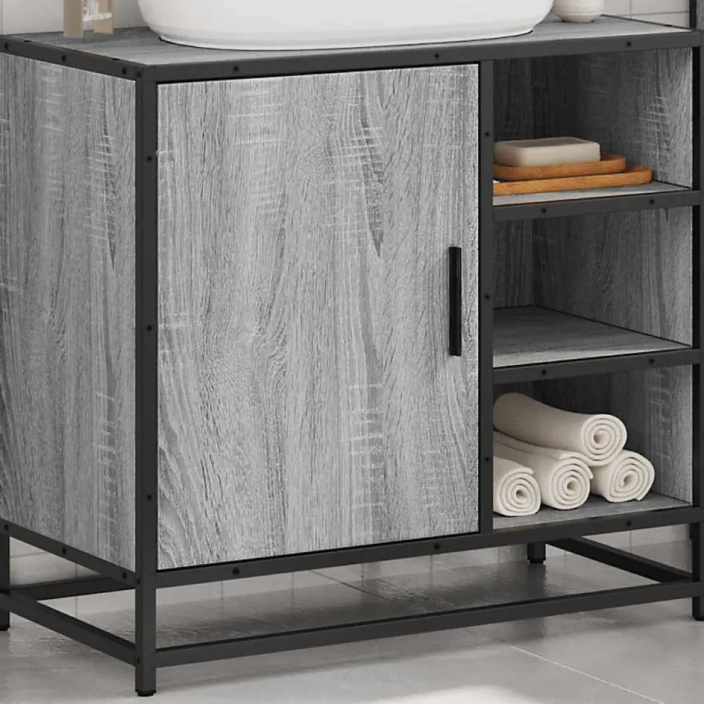 Vidaxl Armoire de lavabo de salle de bain sonoma gris 65x33x60 cm