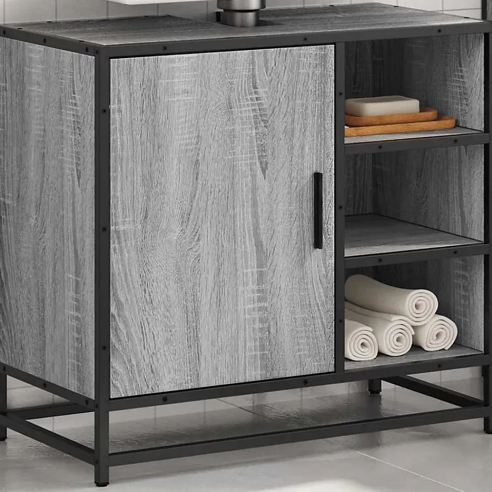 Vidaxl Armoire de lavabo de salle de bain sonoma gris 65x33x60 cm