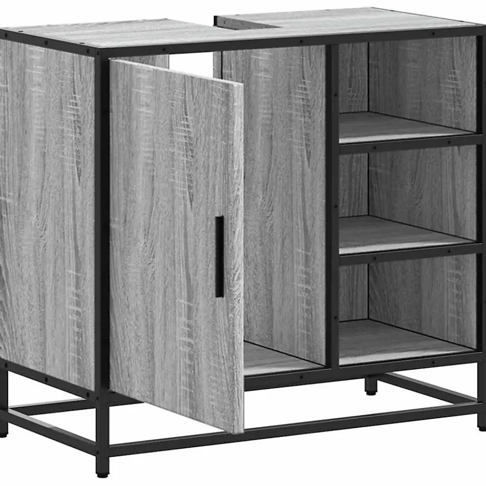 Vidaxl Armoire de lavabo de salle de bain sonoma gris 65x33x60 cm