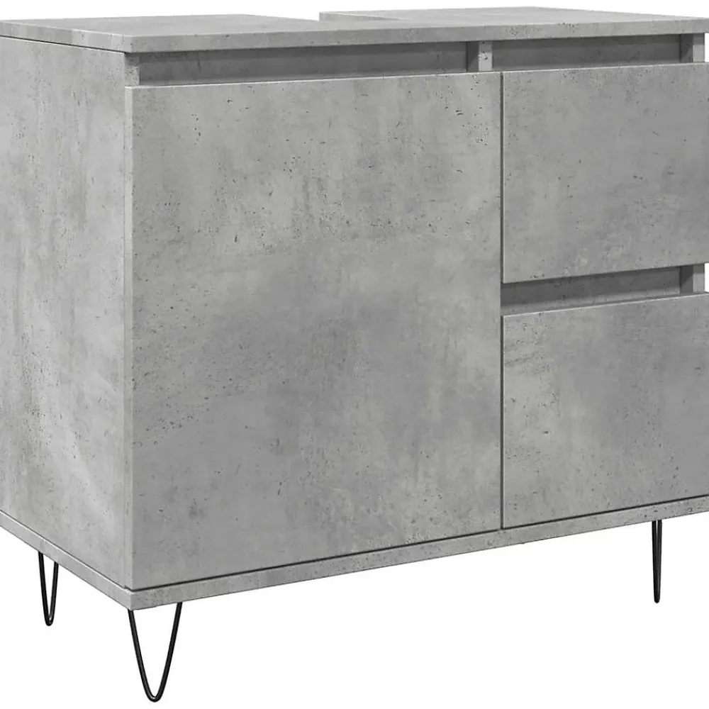 Meuble Wc|Vidaxl Armoire de lavabo de salle de bain gris béton 65x33x60 cm