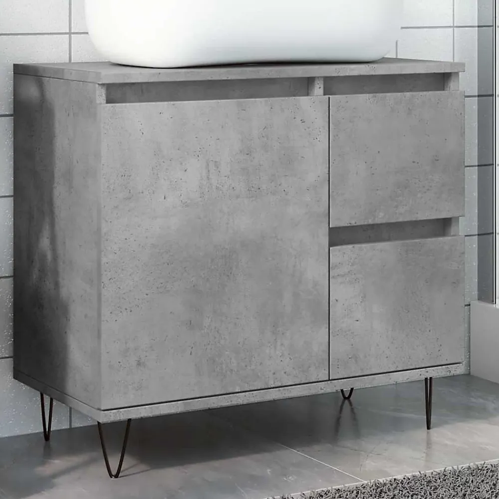 Meuble Wc|Vidaxl Armoire de lavabo de salle de bain gris béton 65x33x60 cm