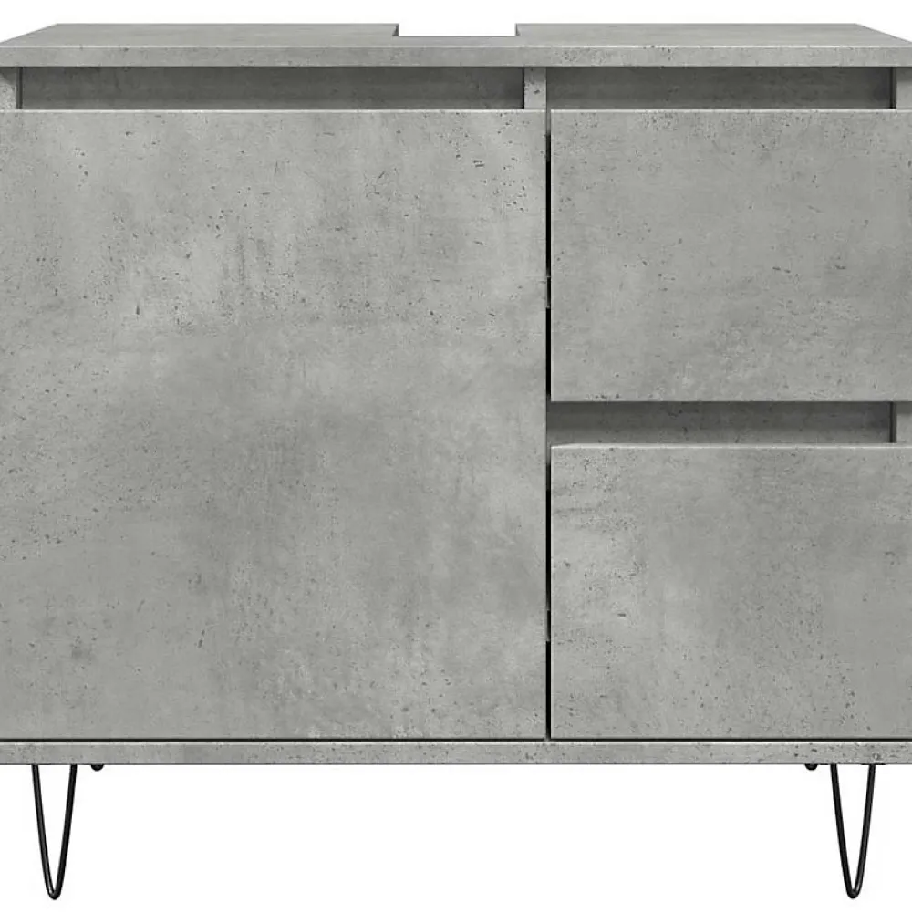 Meuble Wc|Vidaxl Armoire de lavabo de salle de bain gris béton 65x33x60 cm