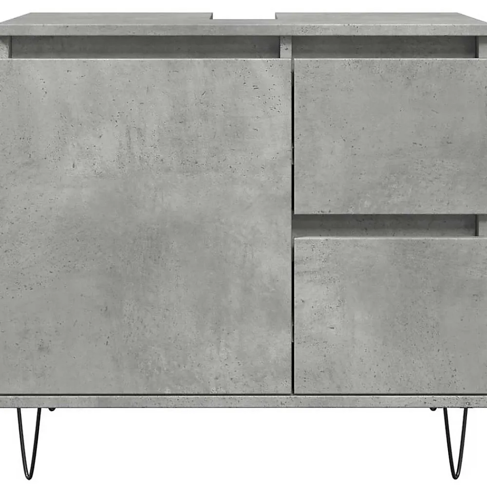 Meuble Wc|Vidaxl Armoire de lavabo de salle de bain gris béton 65x33x60 cm
