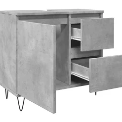 Meuble Wc|Vidaxl Armoire de lavabo de salle de bain gris béton 65x33x60 cm