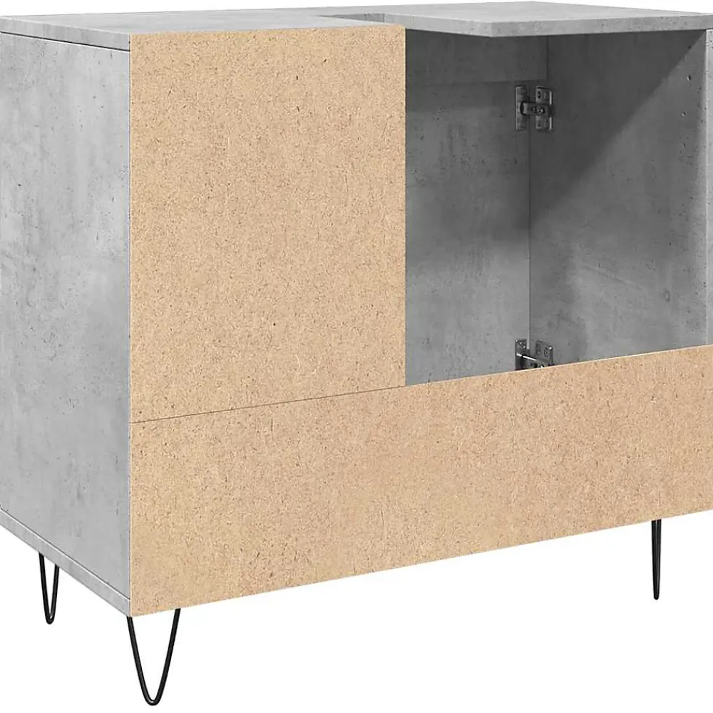 Meuble Wc|Vidaxl Armoire de lavabo de salle de bain gris béton 65x33x60 cm