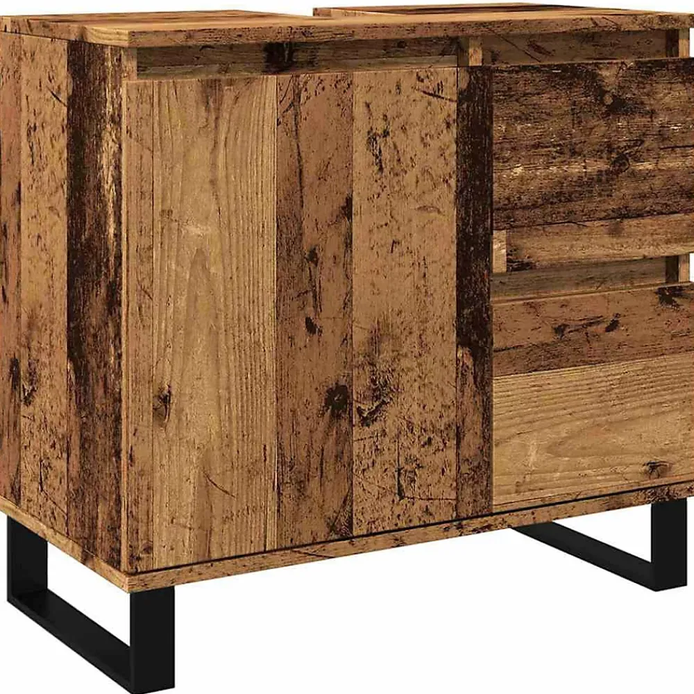 Meuble Wc|Vidaxl Armoire de lavabo de salle de bain vieux bois 65x33x60 cm