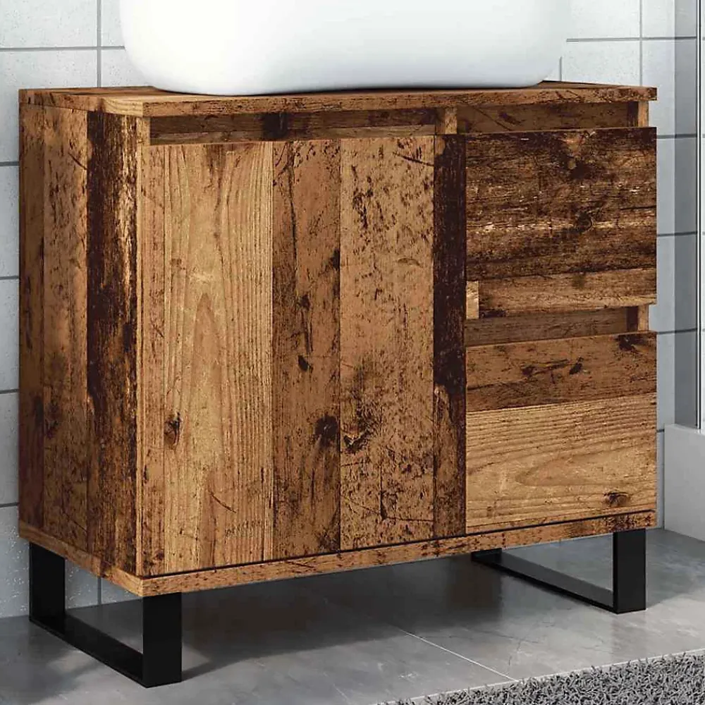 Meuble Wc|Vidaxl Armoire de lavabo de salle de bain vieux bois 65x33x60 cm