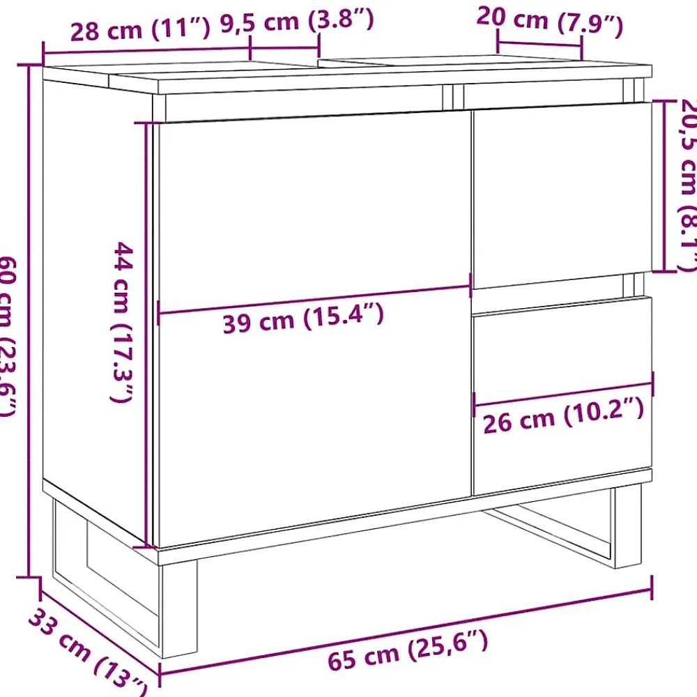 Meuble Wc|Vidaxl Armoire de lavabo de salle de bain vieux bois 65x33x60 cm