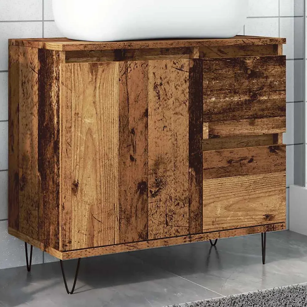 Vidaxl Armoire de lavabo de salle de bain vieux bois 65x33x60 cm