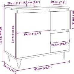 Vidaxl Armoire de lavabo de salle de bain vieux bois 65x33x60 cm