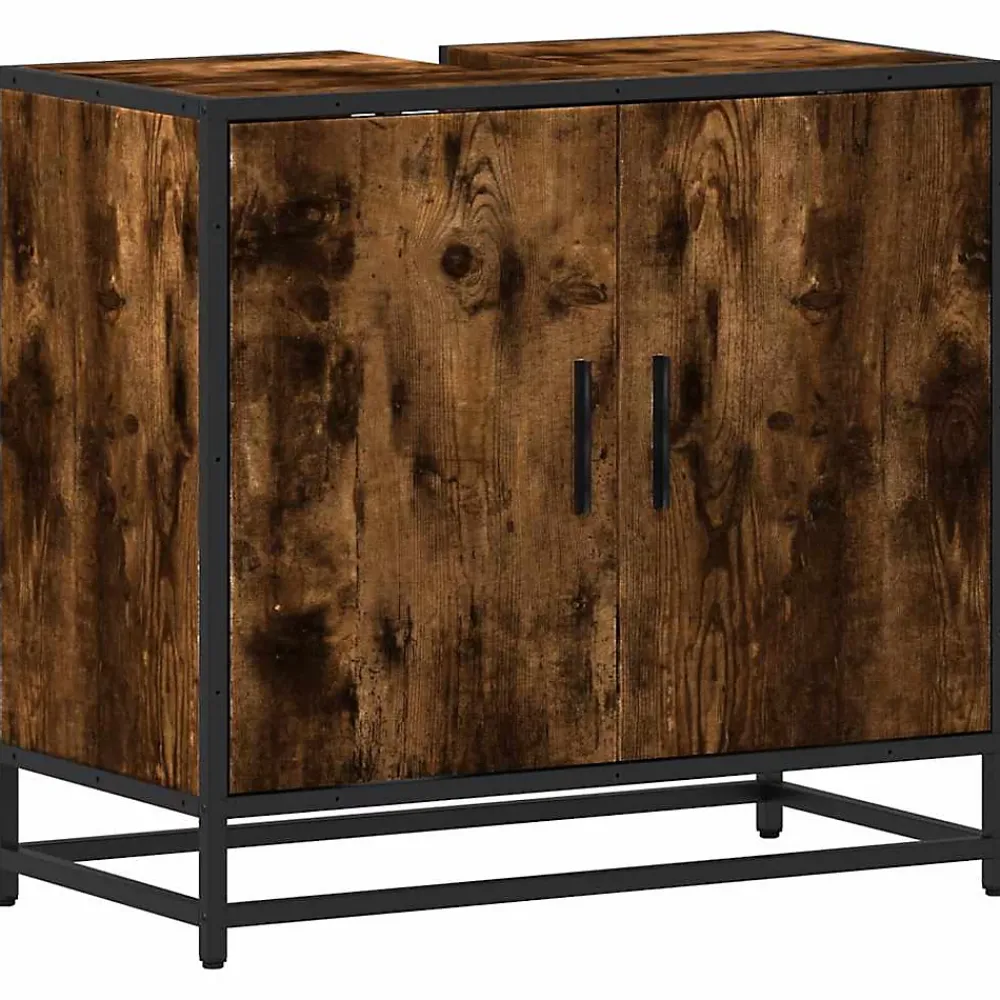 Meuble Wc|Vidaxl Armoire de lavabo de salle de bain chêne fumé 65x33x60 cm