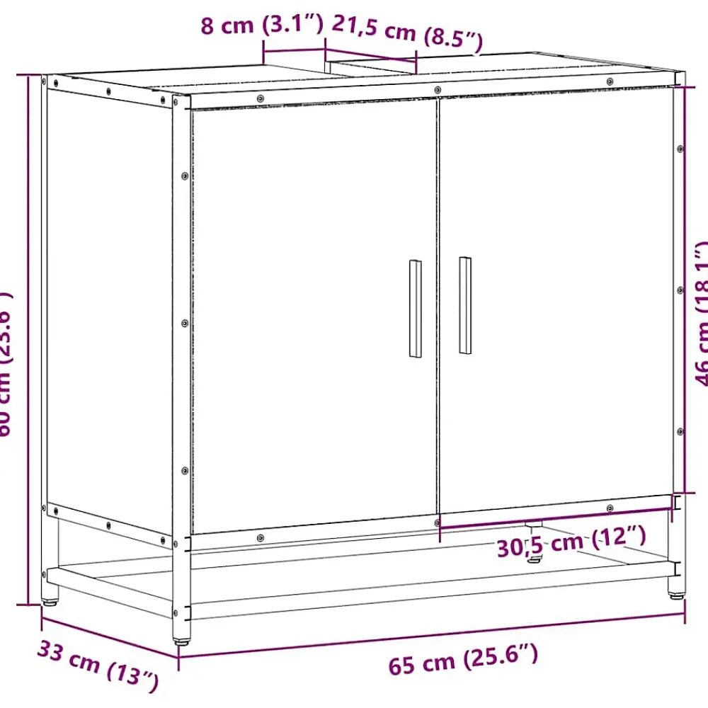 Meuble Wc|Vidaxl Armoire de lavabo de salle de bain chêne fumé 65x33x60 cm