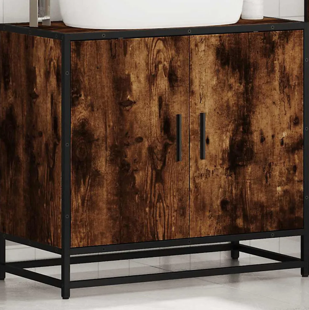 Meuble Wc|Vidaxl Armoire de lavabo de salle de bain chêne fumé 65x33x60 cm