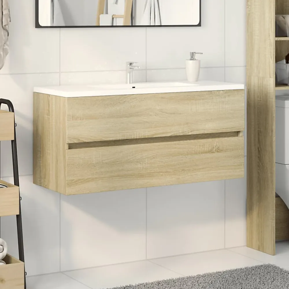 Vidaxl Armoire de lavabo de salle de bain chêne sonoma 100x38,5x45 cm