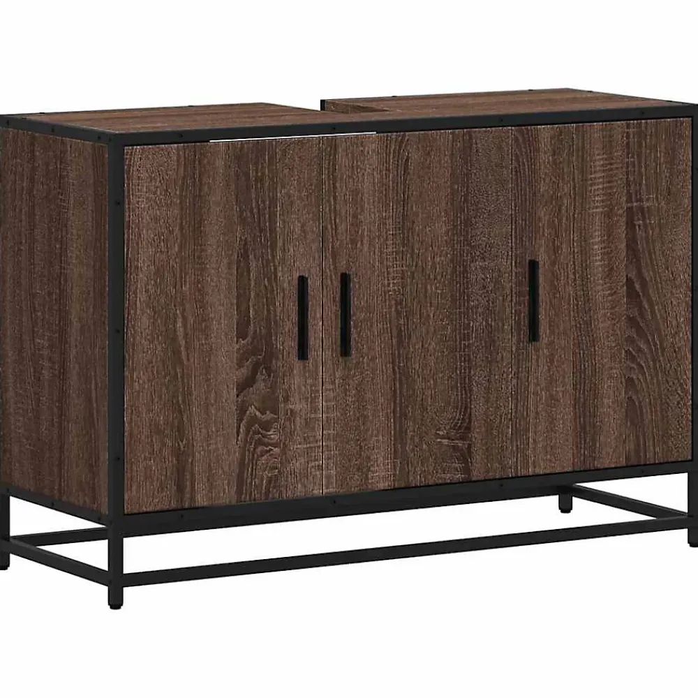 Meuble Wc|Vidaxl Armoire de lavabo de salle de bain chêne marron 90x33x60 cm