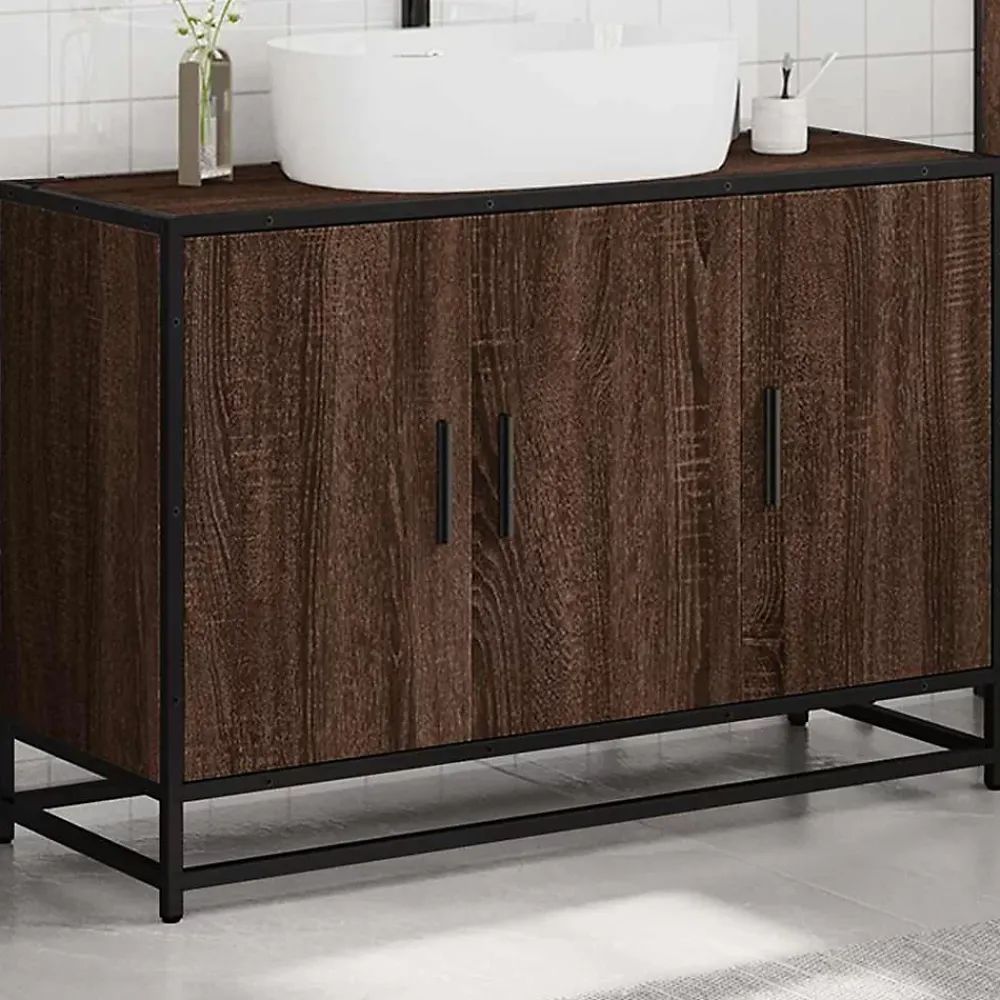 Meuble Wc|Vidaxl Armoire de lavabo de salle de bain chêne marron 90x33x60 cm