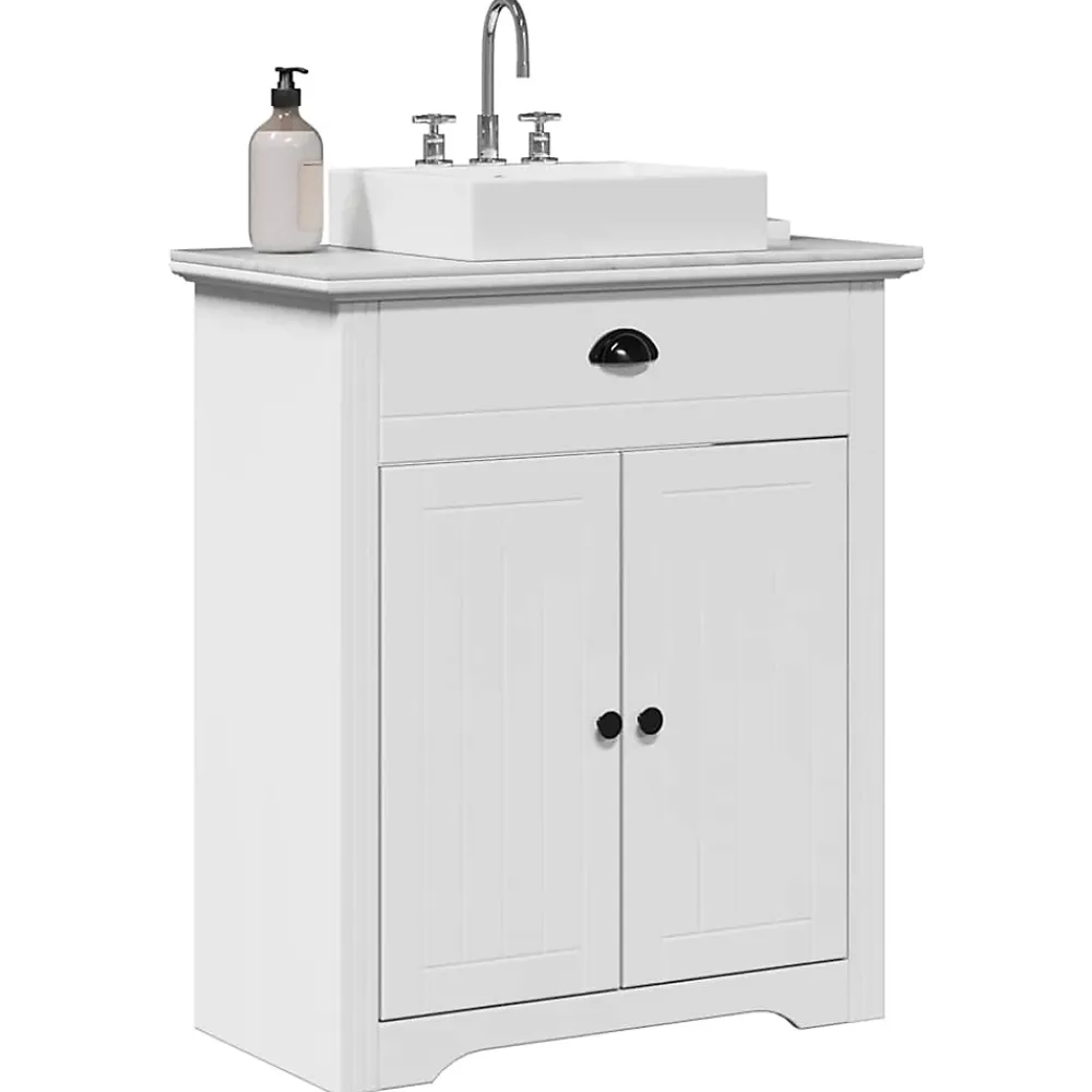 Meuble Wc|Vidaxl Armoire de lavabo de salle de bain BODO blanc 70x35x80 cm