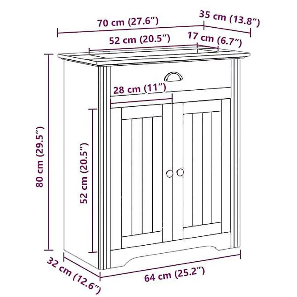 Meuble Wc|Vidaxl Armoire de lavabo de salle de bain BODO blanc 70x35x80 cm