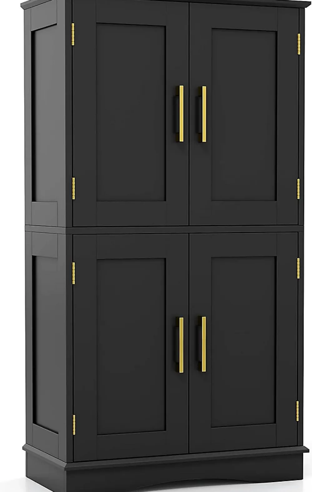 Giantex Armoire de Rangement de Salle de Bain, Armoire sur Sol avec 4 Portes, 2 Étagères Réglables et Détachables,60 x 30 x 110 CM (Noir)