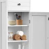 Giantex Armoire de Rangement pour Salle de Bain Meuble de Toilette sur Pied en MDF avec Tiroir et 2 Etagere Reglable a Hauteurs