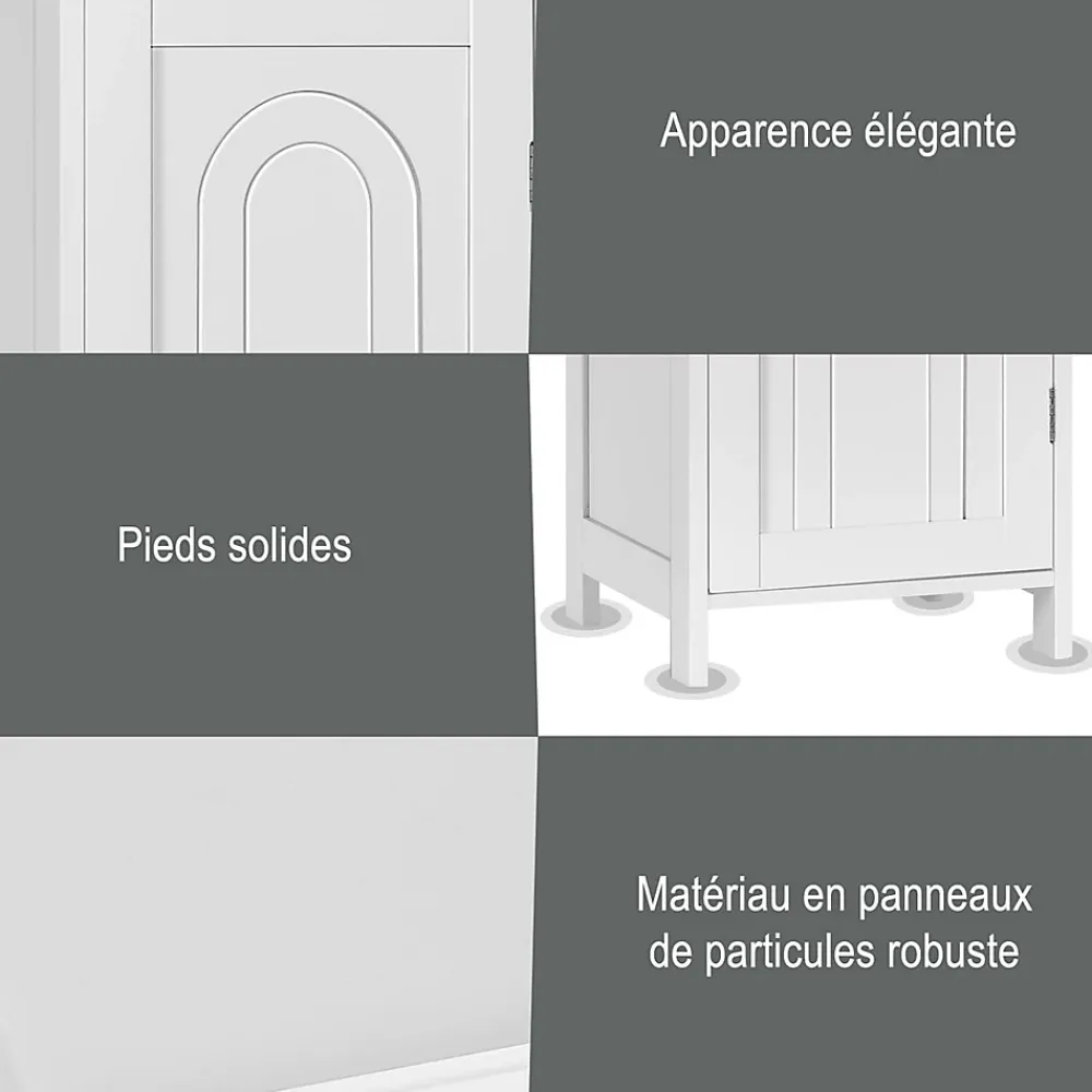 Giantex Armoire de Rangement pour Salle de Bain Meuble de Toilette sur Pied en MDF avec Tiroir et 2 Etagere Reglable a Hauteurs