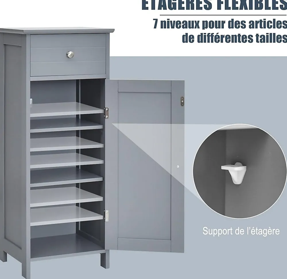 Giantex Armoire de Rangement pour Salle de Bain Meuble de Toilette sur Pied en MDF avec Tiroir et 2 Etagere Reglable a Hauteurs