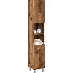 Meuble Wc|Vidaxl Armoire de salle de bain vieux bois 30x30x179cm bois ingénierie