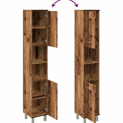 Meuble Wc|Vidaxl Armoire de salle de bain vieux bois 30x30x179cm bois ingénierie
