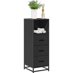 Meuble Wc|Vidaxl Armoire de salle de bain noir 35x37,5x100 cm bois d'ingénierie