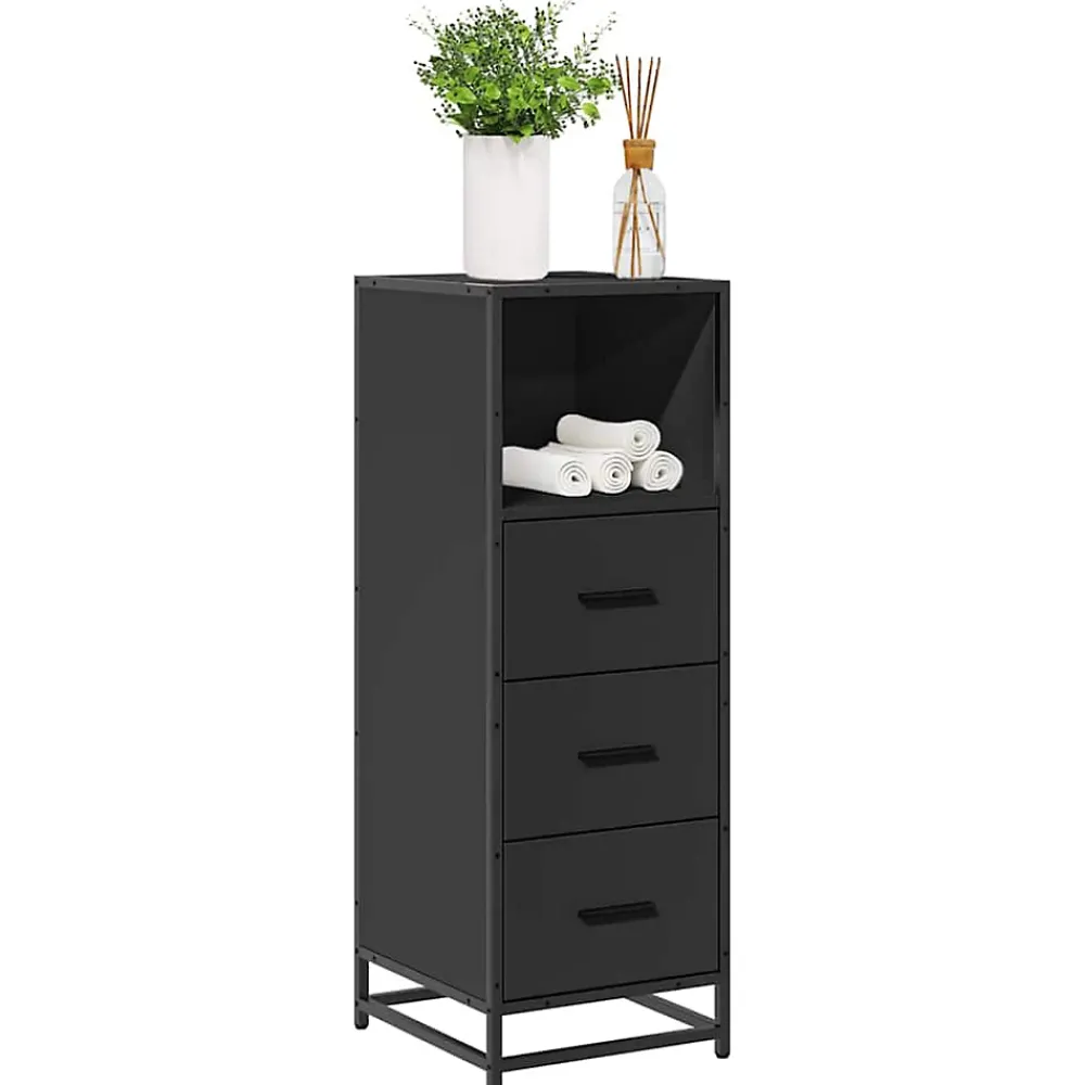 Meuble Wc|Vidaxl Armoire de salle de bain noir 35x37,5x100 cm bois d'ingénierie