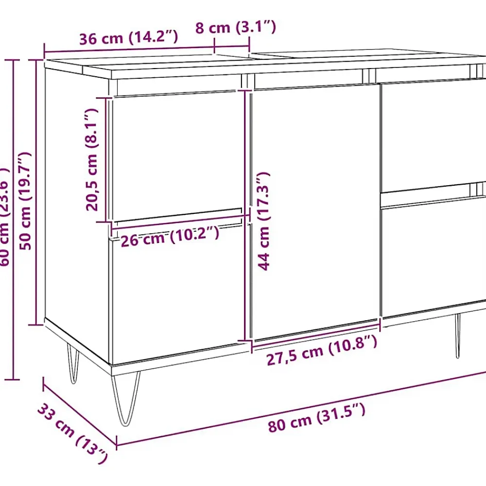 Vidaxl Armoire de salle de bain chêne artisanal bois d'ingénierie
