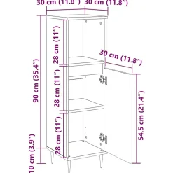 Vidaxl Armoire de salle de bain vieux bois 30x30x100cm bois ingénierie