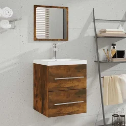 Vidaxl Armoire de salle de bain avec miroir Chêne fumé 41x38,5x48 cm