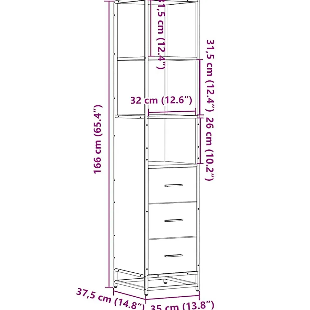 Vidaxl Armoire de salle de bain chêne sonoma 35x37,5x166 cm