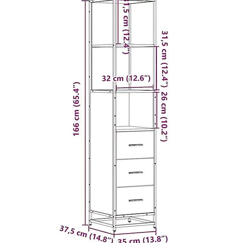 Vidaxl Armoire de salle de bain chêne sonoma 35x37,5x166 cm