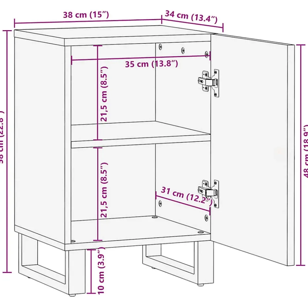 Meuble Wc|Vidaxl Armoire de salle de bain 38x34x58 cm bois massif de manguier