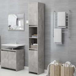 Meuble Wc|Vidaxl Armoire de salle de bain Gris béton Bois d'ingénierie