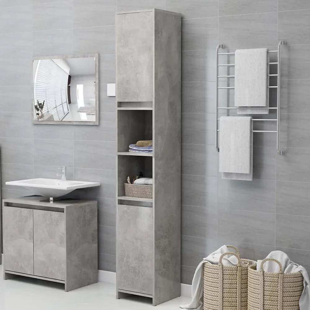 Meuble Wc|Vidaxl Armoire de salle de bain Gris béton Bois d'ingénierie