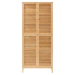 Armoire De Salle De Bains|[En.Casa] Armoire de salle de bain Raurgela bambou 180 x 80 x 40 cm naturel en.casa