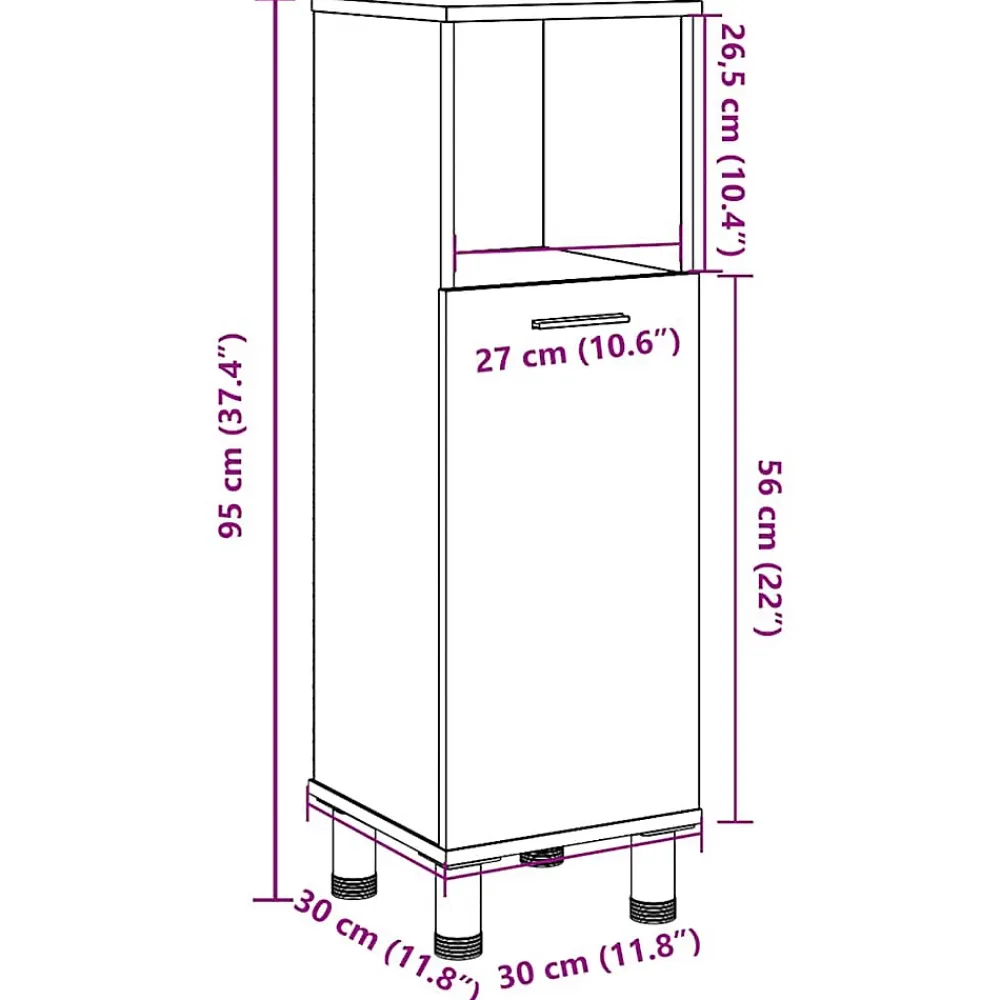 Vidaxl Armoire de salle de bain vieux bois 30x30x95 cm bois ingénierie