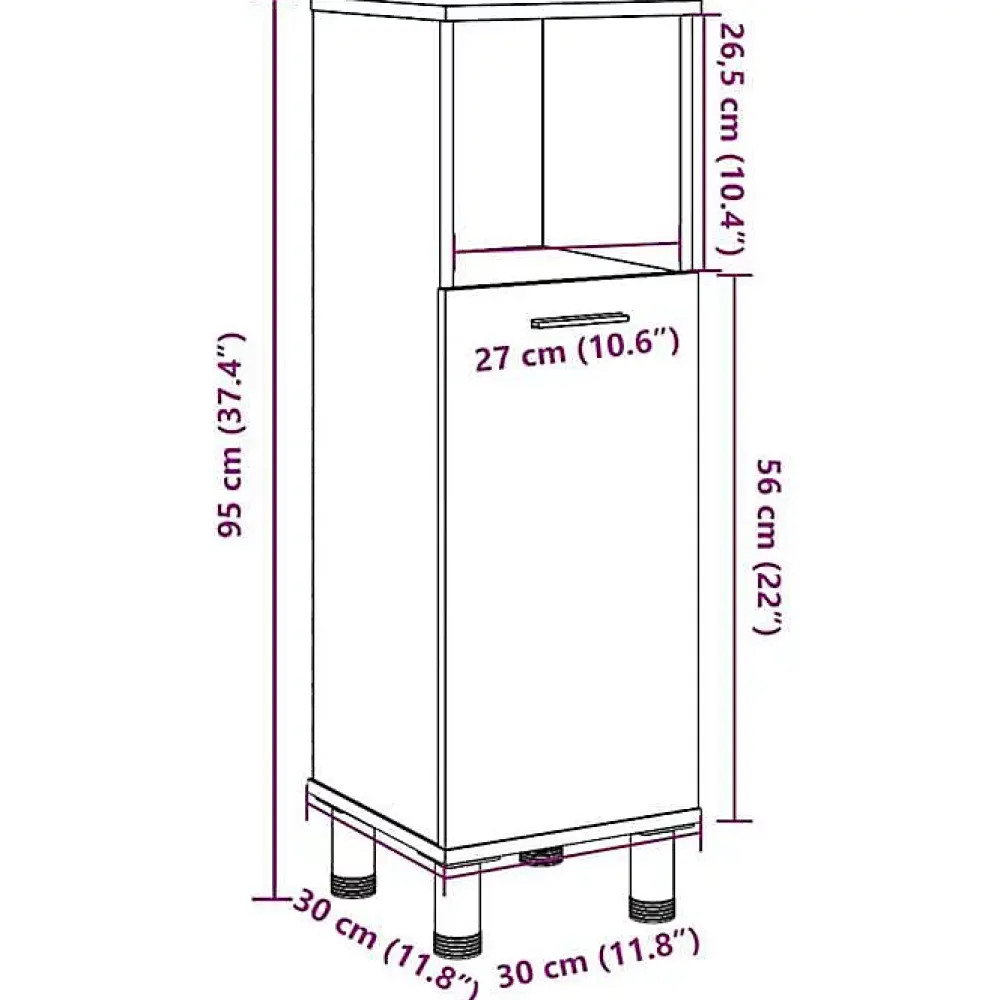 Vidaxl Armoire de salle de bain vieux bois 30x30x95 cm bois ingénierie
