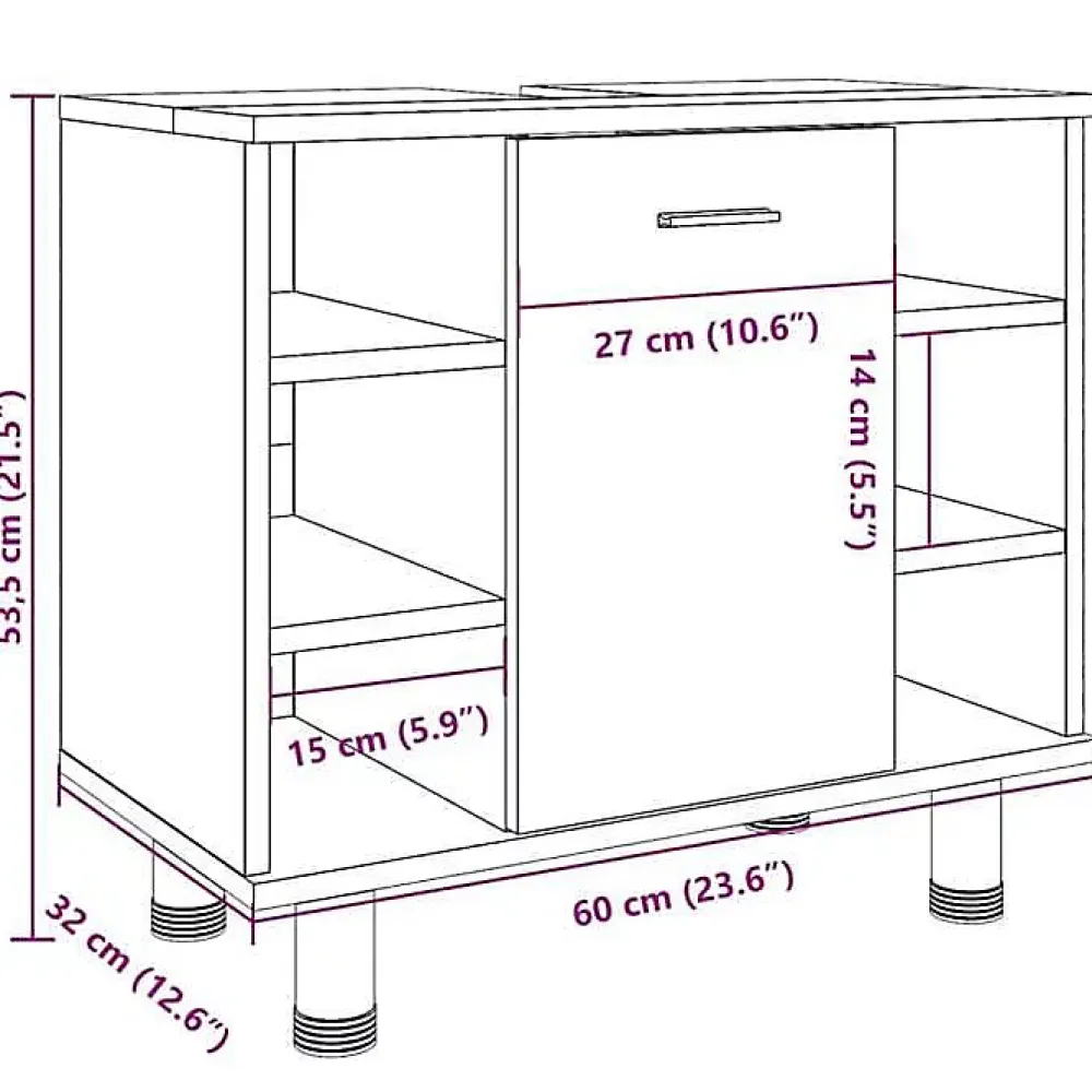 Vidaxl Armoire de salle de bain Chêne sonoma 60x32x53,5 cm Aggloméré