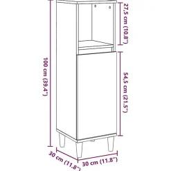 Vidaxl Armoire de salle de bain gris béton 30x30x100 cm
