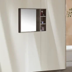 Jindoli Armoire de salle de bain avec miroir chêne brun 80 cm Aquanoma