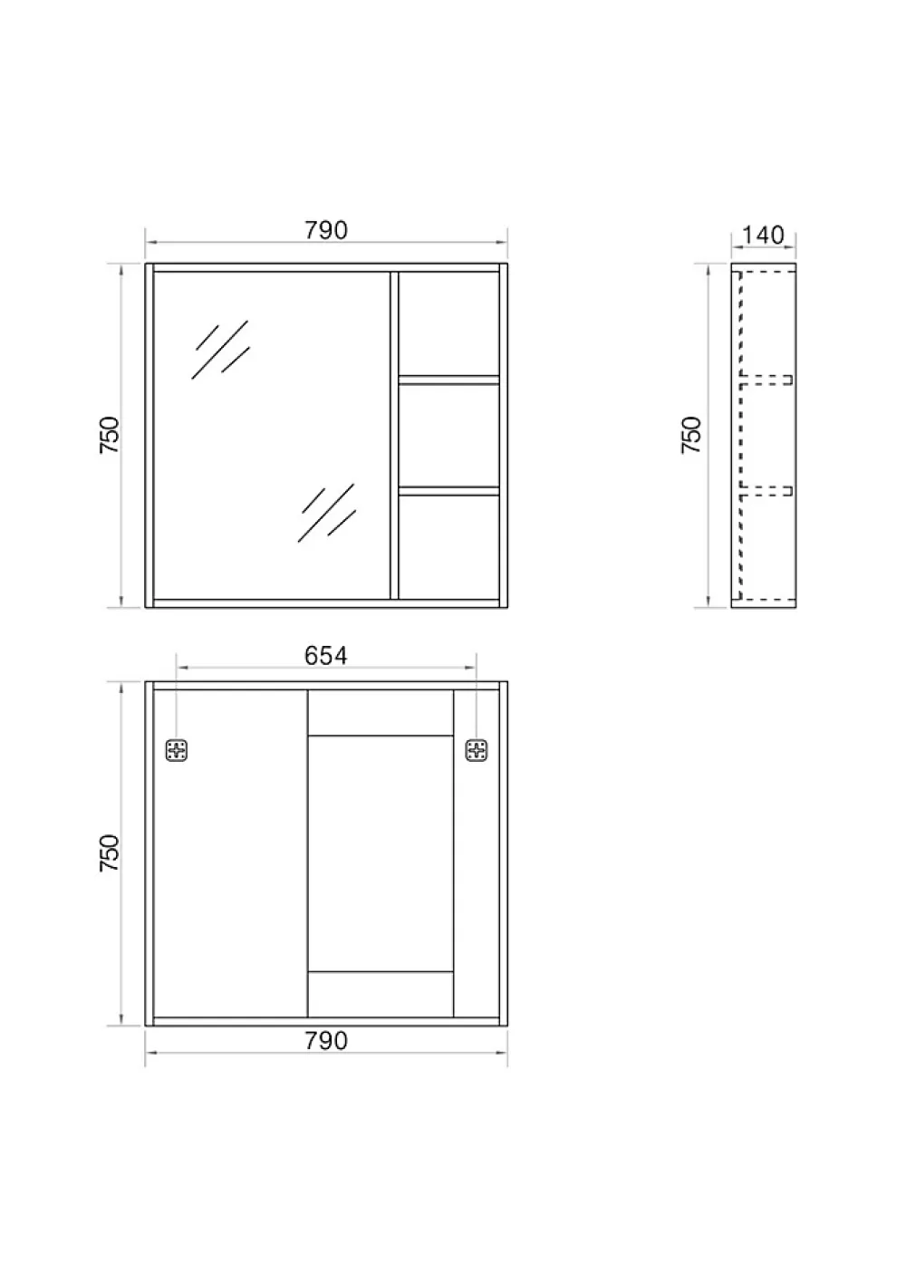 Jindoli Armoire de salle de bain avec miroir chêne brun 80 cm Aquanoma