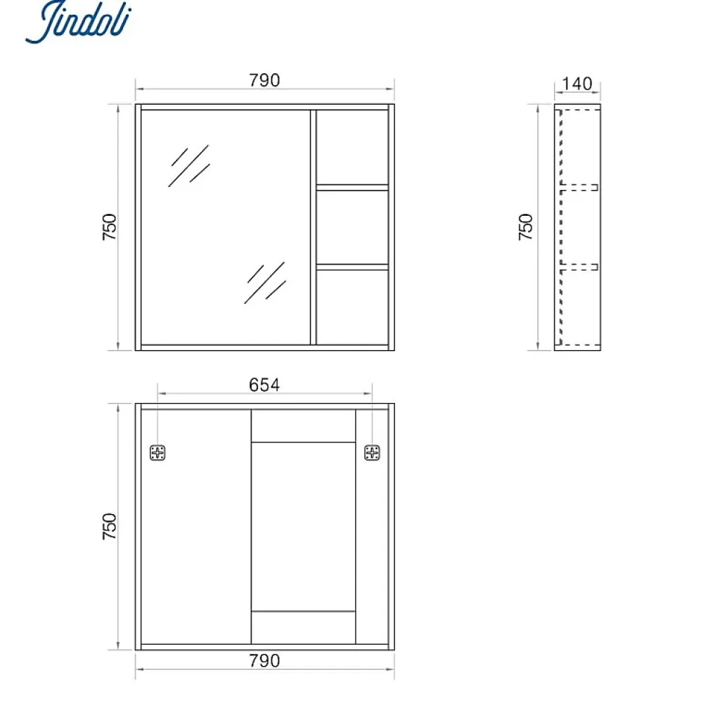 Jindoli Armoire de salle de bain avec miroir chêne brun 80 cm Aquanoma