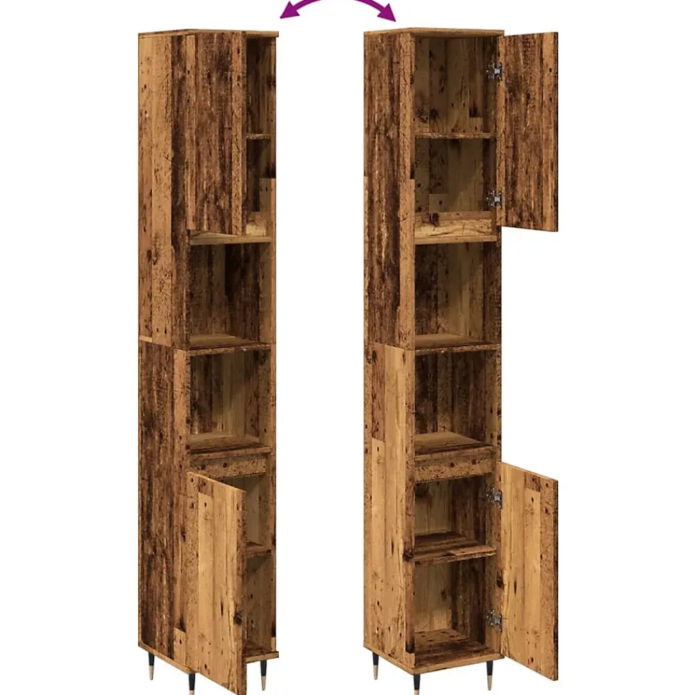 Meuble Wc|Vidaxl Armoire de salle de bain vieux bois 30x30x190cm bois ingénierie