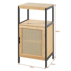 [En.Casa] Armoire de salle de bain Tervola MDF bambou rotin 80 x 40 x 35 cm noir naturel en.casa