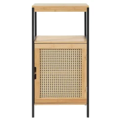 [En.Casa] Armoire de salle de bain Tervola MDF bambou rotin 80 x 40 x 35 cm noir naturel en.casa