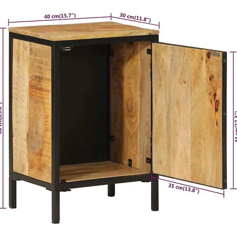 Vidaxl Armoire de salle de bain 40x30x60cm bois massif manguier et fer